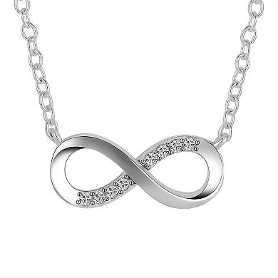 Love This Life Sterling Silver Cubic Zirconia Infinity Necklace