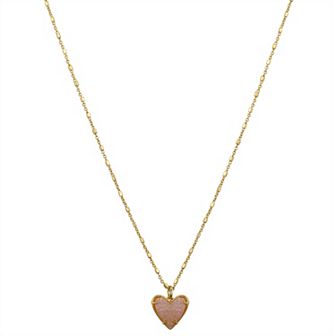 Love This Life 14k Gold Flash-Plated Light Pink Crystal Heart Pendant Necklace