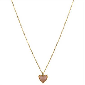 Love This Life 14k Gold Flash-Plated Light Pink Crystal Heart Pendant Necklace