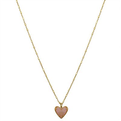 Love This Life 14k Gold Flash Plated Light Pink Crystal Heart Pendant Necklace