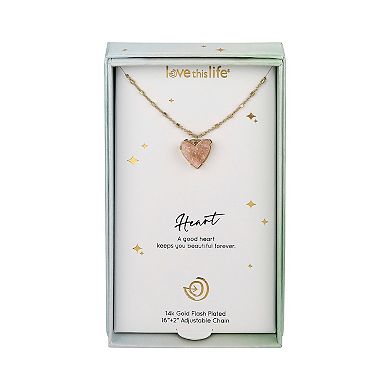 Love This Life 14k Gold Flash-Plated Light Pink Crystal Heart Pendant Necklace