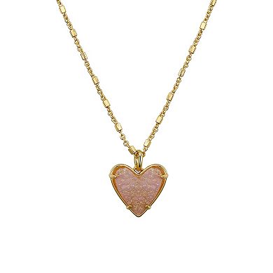 Love This Life 14k Gold Flash-Plated Light Pink Crystal Heart Pendant Necklace