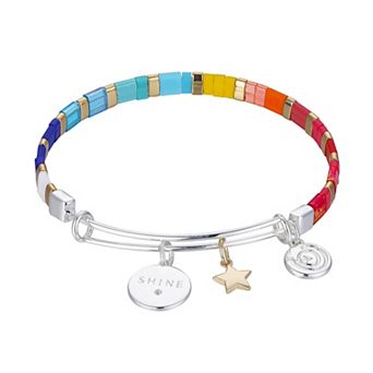 Love This Life Two-Tone Multicolor "Shine" Star Bangle Bracelet