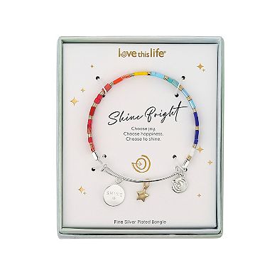 Love This Life Two-Tone Multicolor "Shine" Star Bangle Bracelet