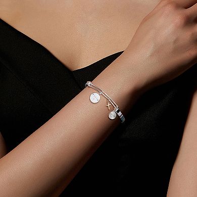 Love This Life Two-Tone Blue Multicolor "Faith" Cross Bangle Bracelet