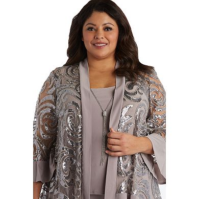 Plus Size R&M Richards 3-Piece Mock Tank Top, Swing Jacket, & Pant Set