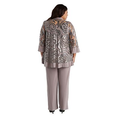 Plus Size R&M Richards 3-Piece Mock Tank Top, Swing Jacket, & Pant Set