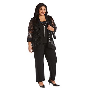 Plus Size R&M Richards 3 pc Mock Tank Top, Swing Jacket, & Pant Set