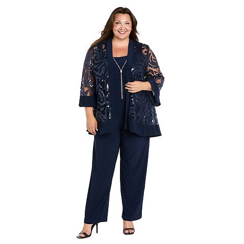 Женские платья R&M Plus Size R&M Richards 3 pc Mock Tank Top, Swing Jacket, & Pant Set