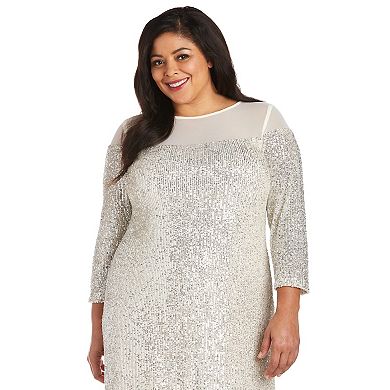 Plus Size R&M Richards Illusion Bodice Sequin Dress