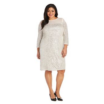 Plus Size R&M Richards Illusion Bodice Sequin Dress