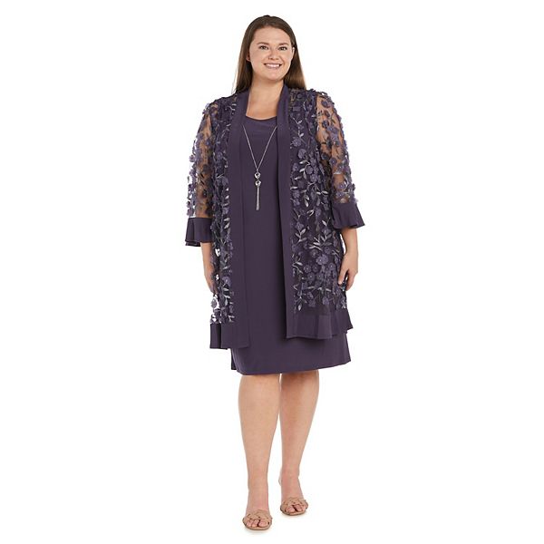 Plus Size R&M Richards 2-Piece Bell Sleeve Jacket and Shift Dress Set