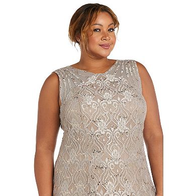 Plus Size R&M Richards Mermaid Detail Lace Dress