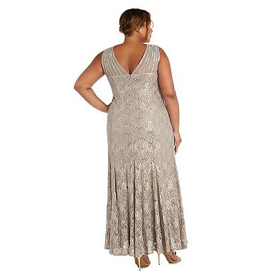 Plus Size R&M Richards Mermaid Detail Lace Dress