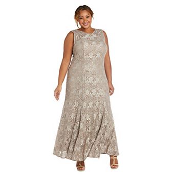 Plus Size R&M Richards Mermaid Detail Lace Dress