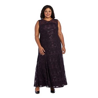 Plus Size R&M Richards Mermaid Detail Lace Dress