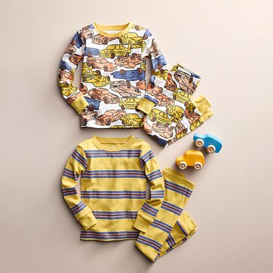 Toddler Carter's Stripes & Cars 4-Piece Tops & Bottoms Pajama Set
