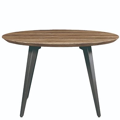 LeisureMod Ravenna Round MDF Wood 47" Dining Table With Metal Legs