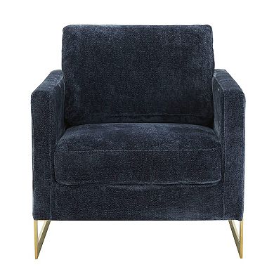 Leisuremod Lincoln Boucle Accent Armchair With Gold Stainless Steel Frame And Removable Back Cushion