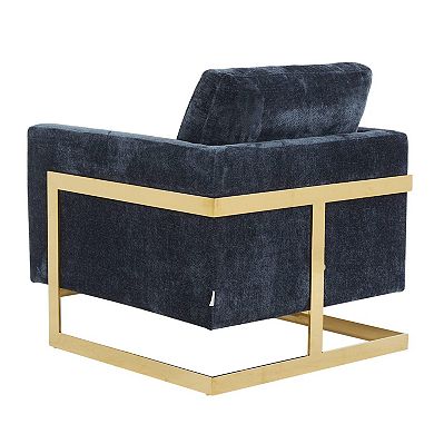 Leisuremod Lincoln Boucle Accent Armchair With Gold Stainless Steel Frame And Removable Back Cushion