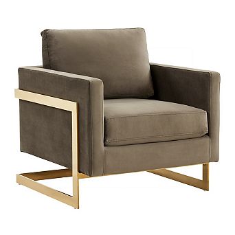 Leisuremod Lincoln Boucle Accent Armchair With Gold Stainless Steel Frame And Removable Back Cushion