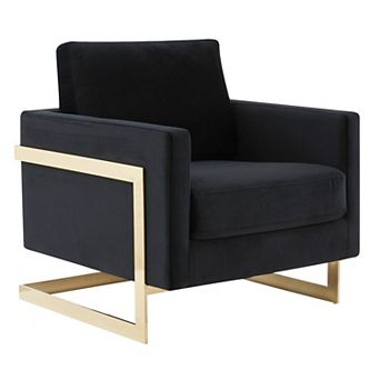 Leisuremod Lincoln Boucle Accent Armchair With Gold Stainless Steel Frame And Removable Back Cushion