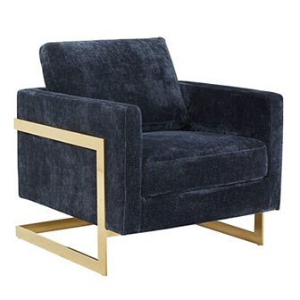 Leisuremod Lincoln Boucle Accent Armchair With Gold Stainless Steel Frame And Removable Back Cushion