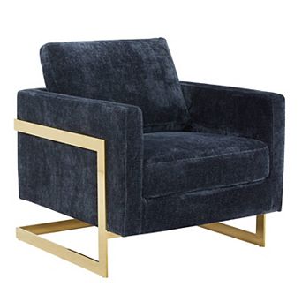 Leisuremod Lincoln Boucle Accent Armchair With Gold Stainless Steel Frame And Removable Back Cushion