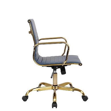 LeisureMod Harris Office Chair With Gold Frame