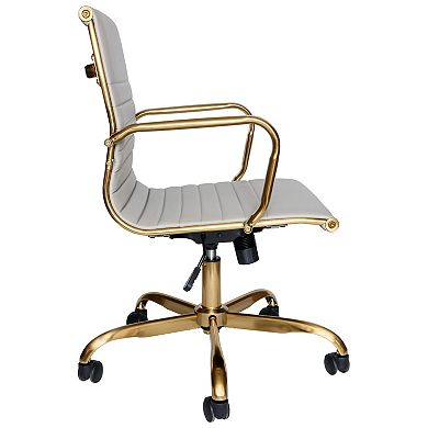LeisureMod Harris Office Chair With Gold Frame
