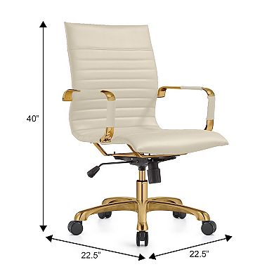 LeisureMod Harris Office Chair With Gold Frame
