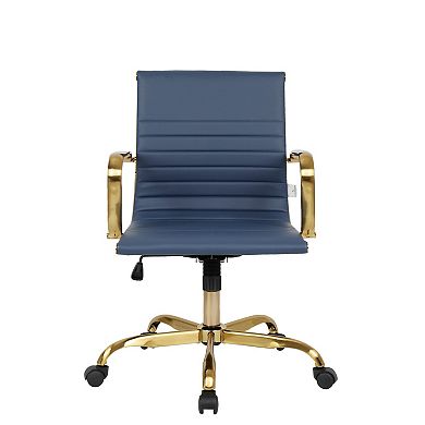 LeisureMod Harris Office Chair With Gold Frame