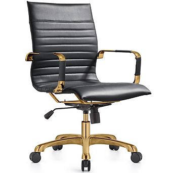 LeisureMod Harris Office Chair With Gold Frame