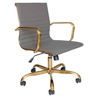 LeisureMod Harris Office Chair With Gold Frame