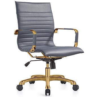 LeisureMod Harris Office Chair With Gold Frame