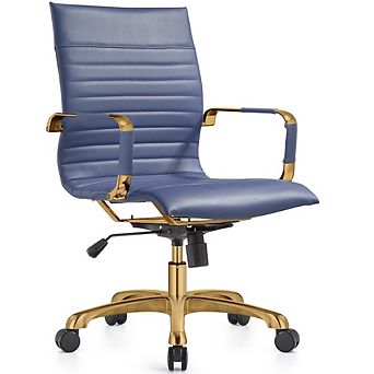LeisureMod Harris Office Chair With Gold Frame