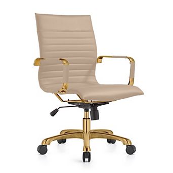 LeisureMod Harris Office Chair With Gold Frame