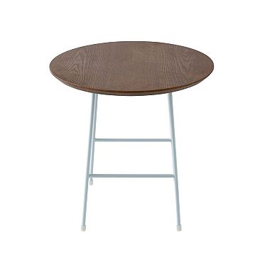 LeisureMod Rossmore Modern Round Side Table With White Steel Frame