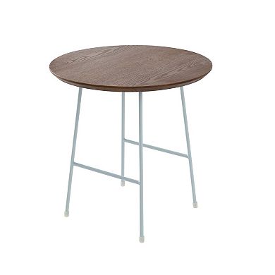 LeisureMod Rossmore Modern Round Side Table With White Steel Frame