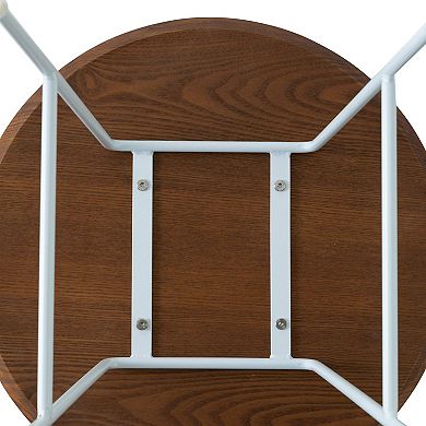 LeisureMod Rossmore Modern Round Side Table With White Steel Frame
