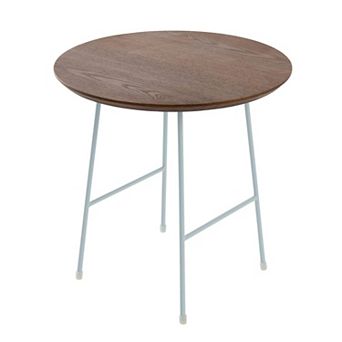 LeisureMod Rossmore Modern Round Side Table With White Steel Frame