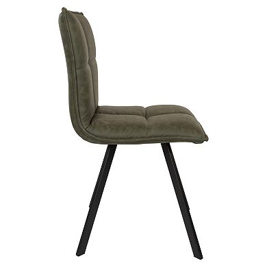 LeisureMod Wesley Modern Leather Dining Chair With Metal Legs Set of 2