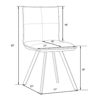 LeisureMod Wesley Modern Leather Dining Chair With Metal Legs Set of 2