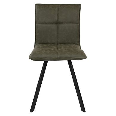 LeisureMod Wesley Modern Leather Dining Chair With Metal Legs Set of 2