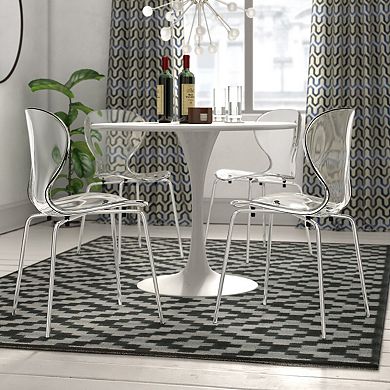 LeisureMod Modern Oyster Transparent Side Chair
