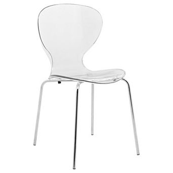LeisureMod Modern Oyster Transparent Side Chair