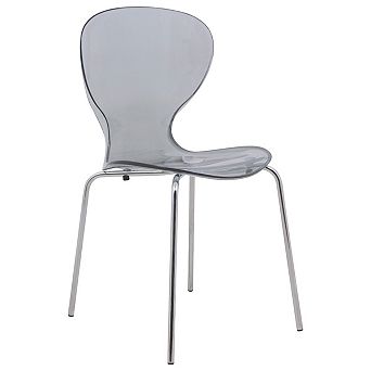 LeisureMod Modern Oyster Transparent Side Chair