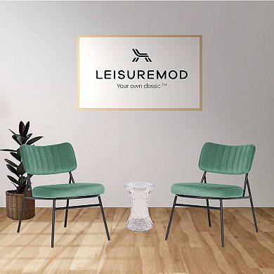 LeisureMod Marilane Velvet Accent Chair With Metal Frame Set of 2