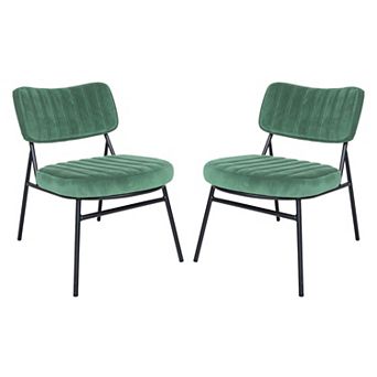 LeisureMod Marilane Velvet Accent Chair With Metal Frame Set of 2
