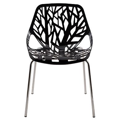 LeisureMod Modern Asbury Dining Chair w/ Chromed Legs, Set of 2